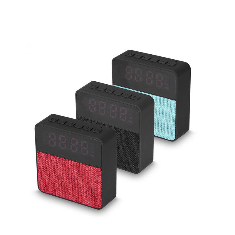 Mini FM Radio Alarm Clock Display Fabric Wireless Speaker